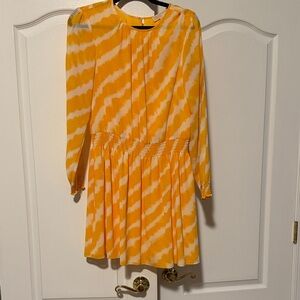 Vibrant Yellow/Orange and White womens Dress